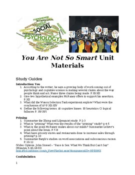 Preview of You Are Not So Smart (McRaney) Unit materials: SGs, PPs, Vid links, Essay, Exam