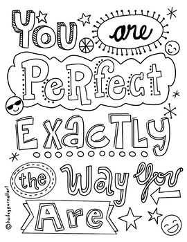 You Are Perfect Growth Mindset Coloring Page by Calico Cat Designs