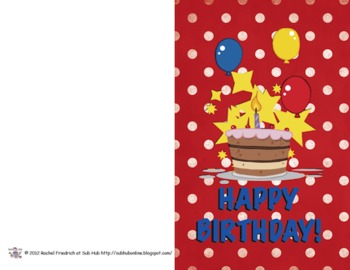 You Are Special Classroom Birthday Card by Rachel Friedrich | TpT