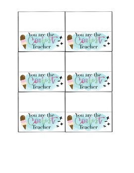 Preview of You Are The Coolest Teacher - Cookie/Gift Tag, Teacher Appreciation Week