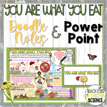 Preview of You Are What You Eat (Nutrition) Doodle Notes & Quizzes + PowerPoint