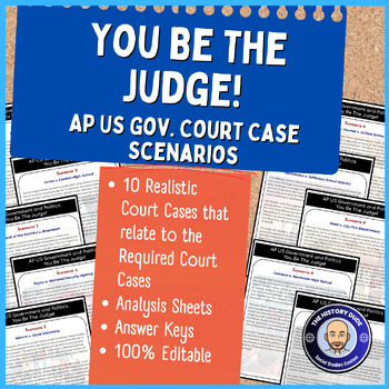 Preview of You Be The Judge! AP US Gov. Court Case Scenarios Activities