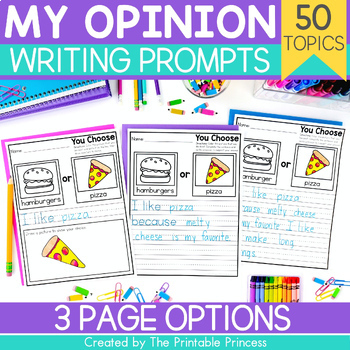 Preview of Differentiated Opinion Writing Prompts for Kindergarten