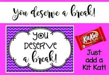 You Deserve A Break Thank You Card by Miss Learning Bee | TpT