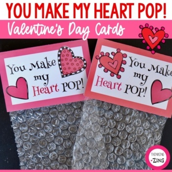 Preview of You Make My Heart Pop Valentine's Day Card Activity