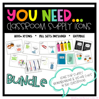 Preview of You Need Classroom Supply Icons BUNDLE