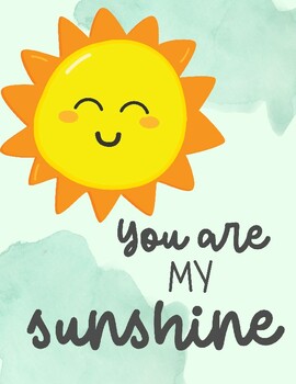 You Are My Sunshine Lyrics Nursery Digital Art Print 
