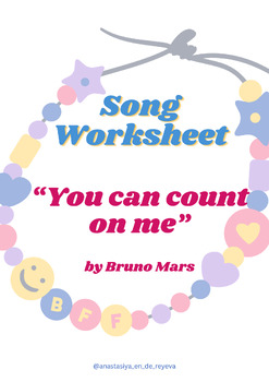 Preview of You can count on me Song Worksheet, Friendship