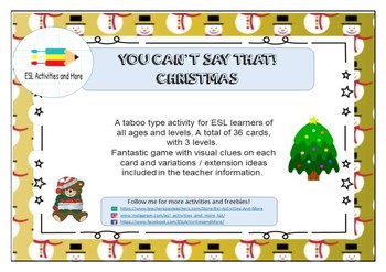Preview of You can't say that! A fun taboo type speaking activity - CHRISTMAS