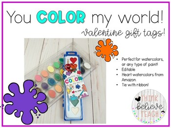 Preview of You color my world Valentine Gift Tags