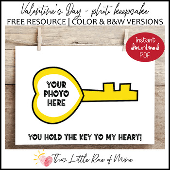 Preview of You hold the key to my heart - Valentine's Day Photo Keepsake Project Printable