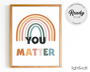 Preview of You matter poster, happy print, inclusive poster, mental health, classroom decor