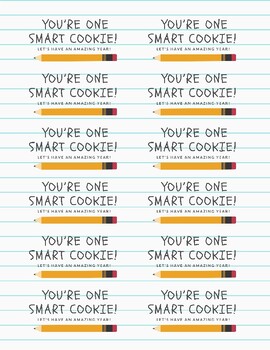 Preview of You're One Smart Cookie Tag Back to School FREE Resource