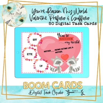 Preview of You’re Raccoon My World Valentine Prefixes and Suffixes BOOM Cards