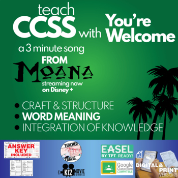 Preview of Teach CCSS with Moana's Song You're Welcome | Reading Literature | Theme