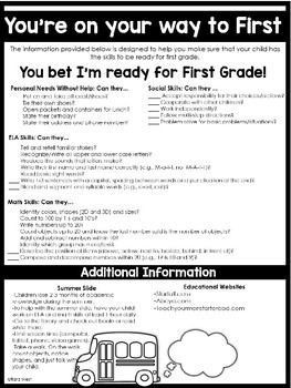 Preview of You're on Your Way to First Grade!  {a freebie parent flier}