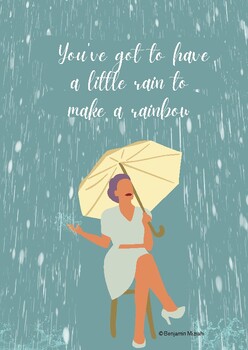 Preview of You've Got to Have a Little Rain to Make A Rainbow Wall Art- Inspirational Quote
