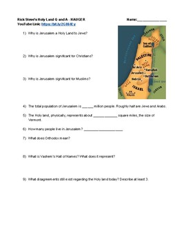 Preview of YouTube Movie Questions Rick Steves Holy Land Jerusalem and Israel Questions