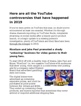 Preview of YouTuber Controversy Critical Thinking Activity