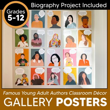 Preview of Young Adult Literature Author Posters: Bulletin Board Classroom Decor for Teens