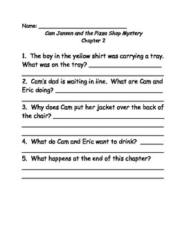 Young Cam Jansen And The Pizza Shop Mystery Comprehension Questions By Elizad