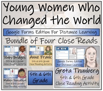Preview of Inspirational Women Close Reading Bundle Digital & Print | 5th & 6th Grade