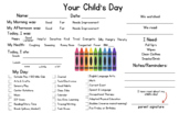 Your Child's Day: Parent/Teacher Daily Communication Slip