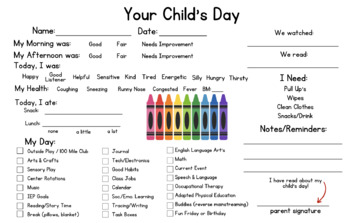 Preview of Your Child's Day: Parent/Teacher Daily Communication Slip