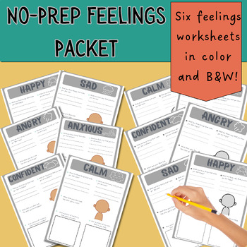 Preview of No-Prep Feelings Packet: Emotional Literacy Worksheets