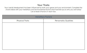 Preview of Your Hereditary and Environmental Factors Worksheet