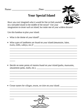 Preview of Your Special Island - Mapping and Creative Writing Project