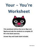 Your - You're Worksheet for Grades 6-9