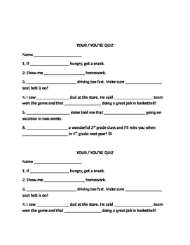 Basic Grammar: Your or You're Worksheets by The Dollar Spot | TpT