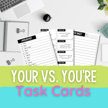 Preview of No Prep Your vs. You're Task Cards