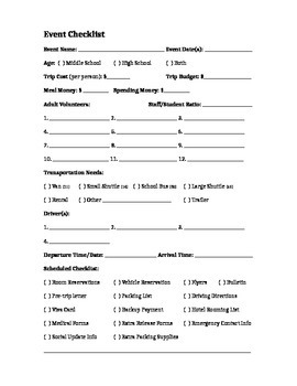 Preview of Youth Ministry Retreat/Event Checklist (Editable)