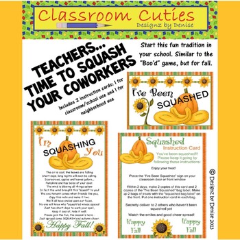 Preview of You've Been Squashed Fall Game Printables For Staff