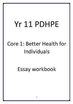 Preview of Yr 11 PDHPE Better Health for Individuals writing workbook