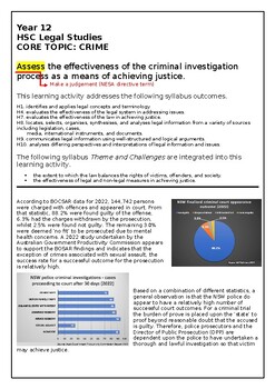 Preview of Yr 12 Legal Studies: Crime - effectiveness of criminal investigation process