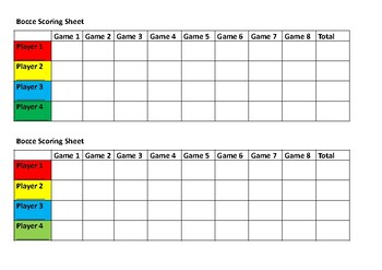 Bocce scoring sheet by The Other Guys TPT