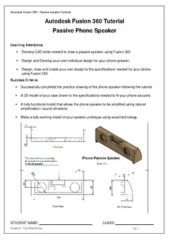 Preview of Yr 7 or Yr 8 Technology - Model a passive IPhone speaker - Autodesk Fusion 360