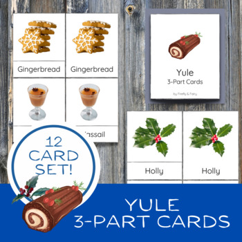 Preview of Yule Winter Solstice Montessori Vocabulary 3 Part Cards for Holiday Unit