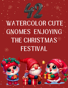 Preview of Yuletide Gnome Joy: Watercolor Christmas Gnome Clip Art Collection