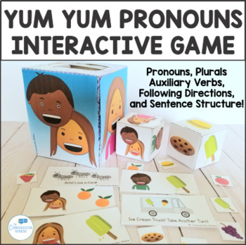 Preview of Pronouns Interactive Feeding Game - He, She, They - Preschool Speech Therapy
