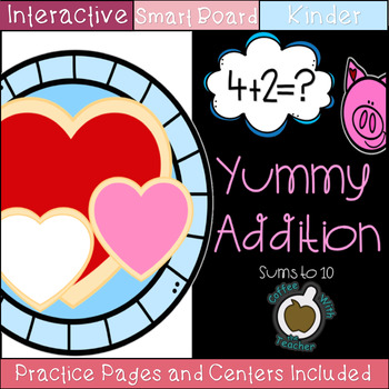 Preview of Yummy Cookie Addition Sums to 10  (SMART Board)