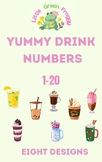 Yummy Drink Numbers 1-20 flash cards, pocket chart games, 