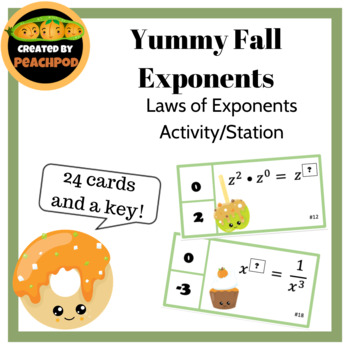 Preview of Yummy Fall Exponents: Laws of Exponents Activity/Station