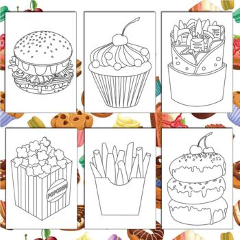 yummy food coloring pages  64 printable coloring sheets 85 x 11 inches