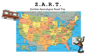 Preview of Z.A.R.T. Zombie Apocalypse Road Trip Research Report - FULL UNIT! (Geo, writing)