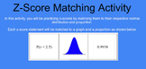 Z-Score Normal Curve Matching Activity