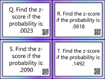 Z Score Probability Task Cards With Qr Codes By Rg Math Tpt